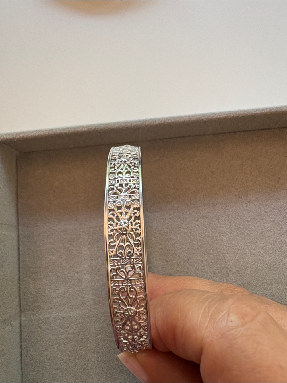 Intricate Filigree Silver Bangle Bracelet - Sterling Silver